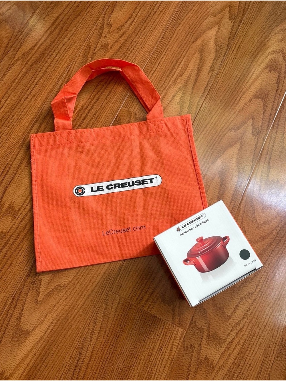 Le Creuset Mini Round Cocotte in Ocean New in Box with Signature Orange Bag